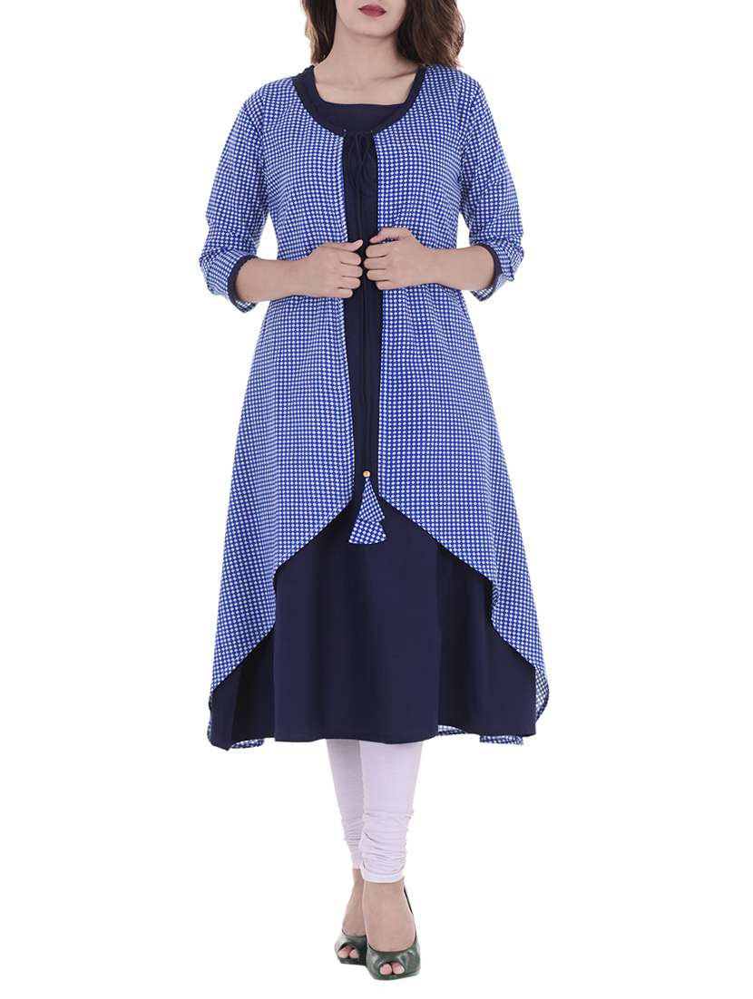 blue cotton layered kurta