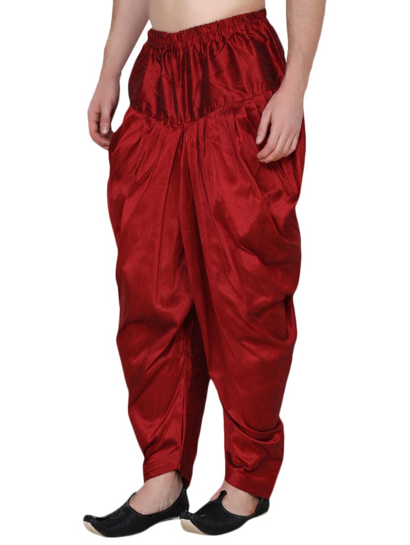 maroon silk blend dhoti - 15132813 - Standard Image - 1