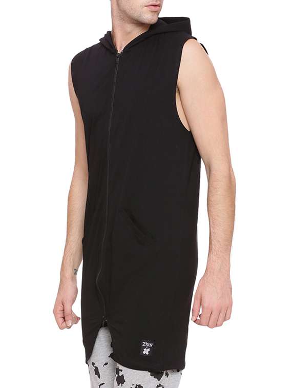 black solid asymmetric t-shirt - 15135279 -  Standard Image - 1