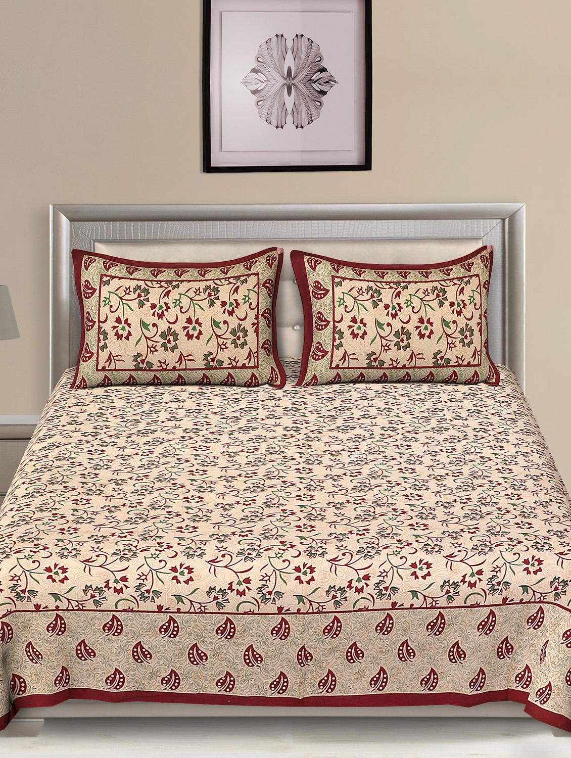 jaipuri traditional double bedsheet with 2 pillow covers - 15138196 -  Standard Image - 1