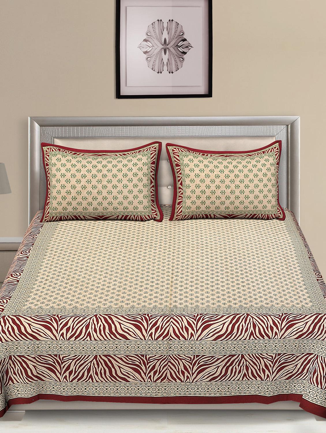 jaipuri traditional double bedsheet with 2 pillow covers - 15138200 -  Standard Image - 1