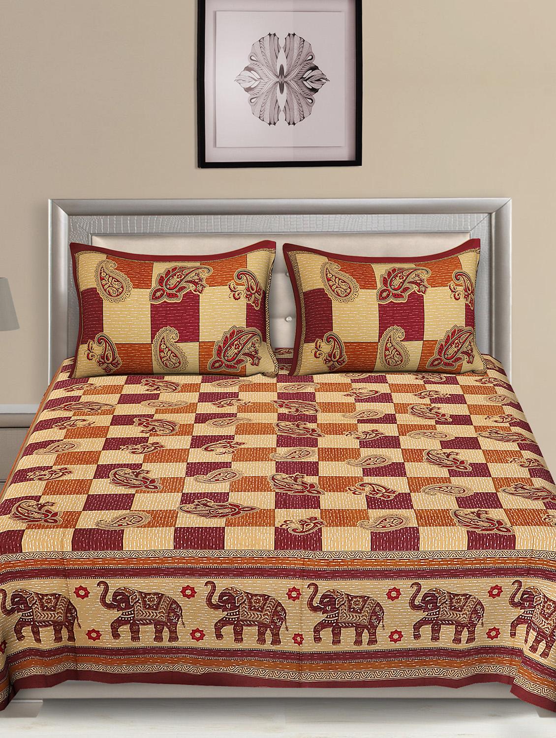 jaipuri traditional double bedsheet with 2 pillow covers - 15138201 -  Standard Image - 1