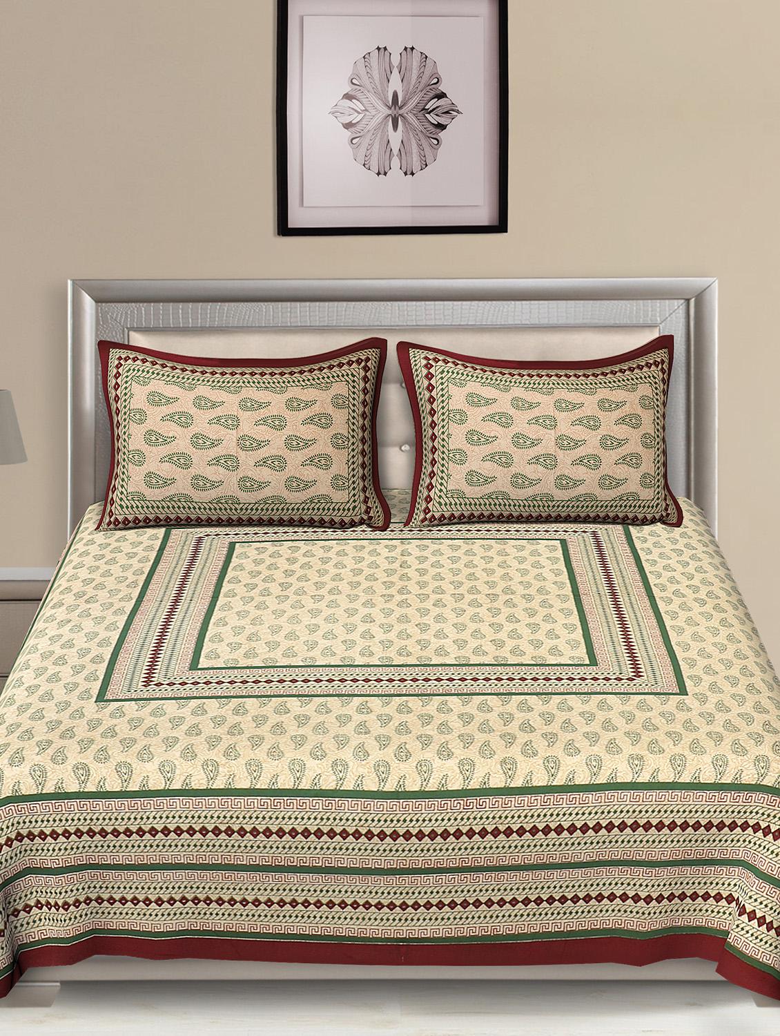 jaipuri traditional double bedsheet with 2 pillow covers - 15138202 -  Standard Image - 1