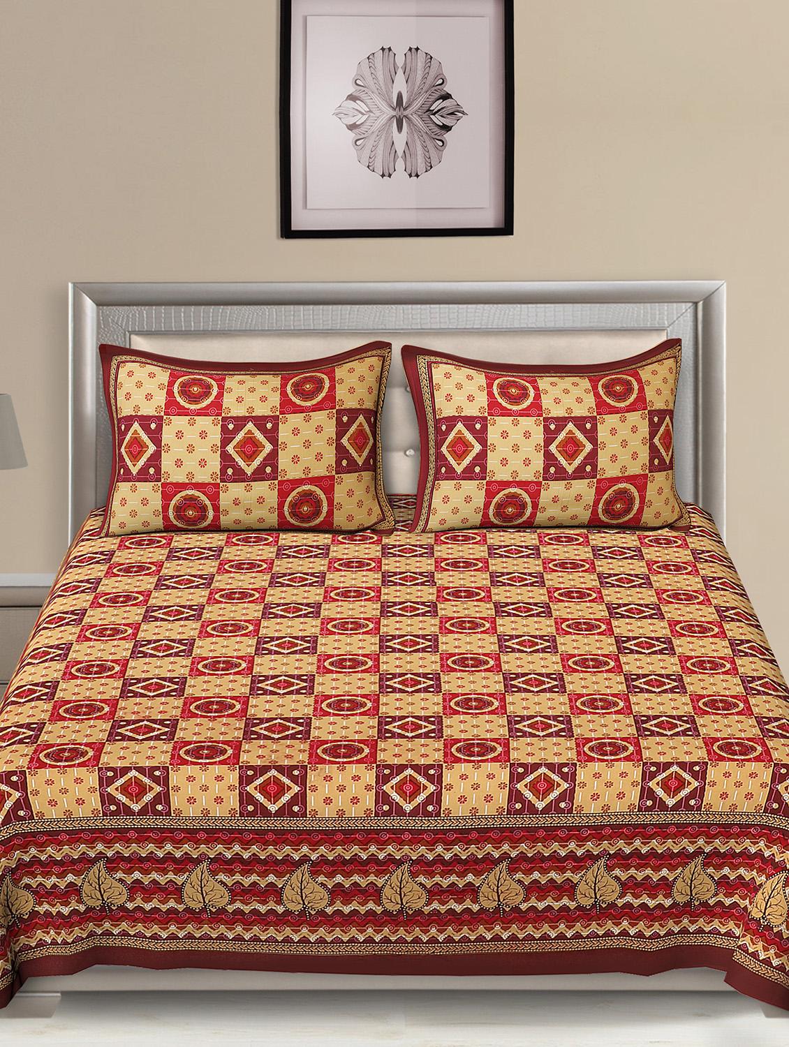 jaipuri traditional double bedsheet with 2 pillow covers - 15138203 - Standard Image - 1
