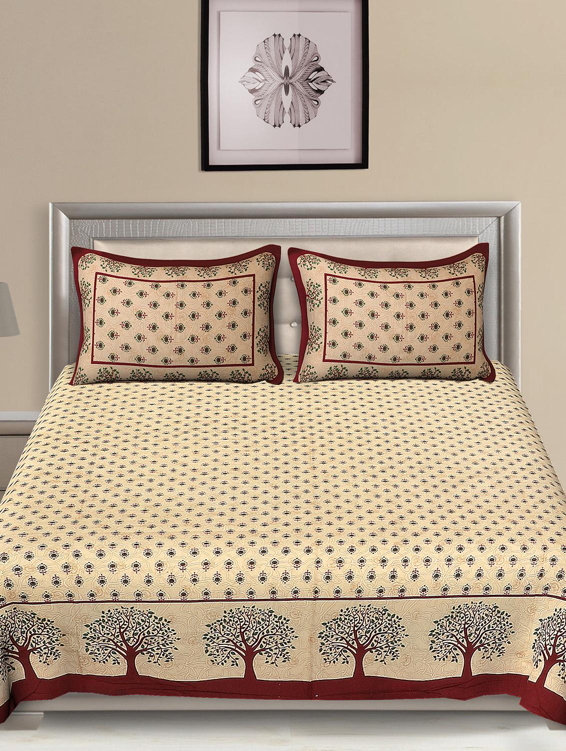 jaipuri traditional double bedsheet with 2 pillow covers - 15138204 -  Standard Image - 1