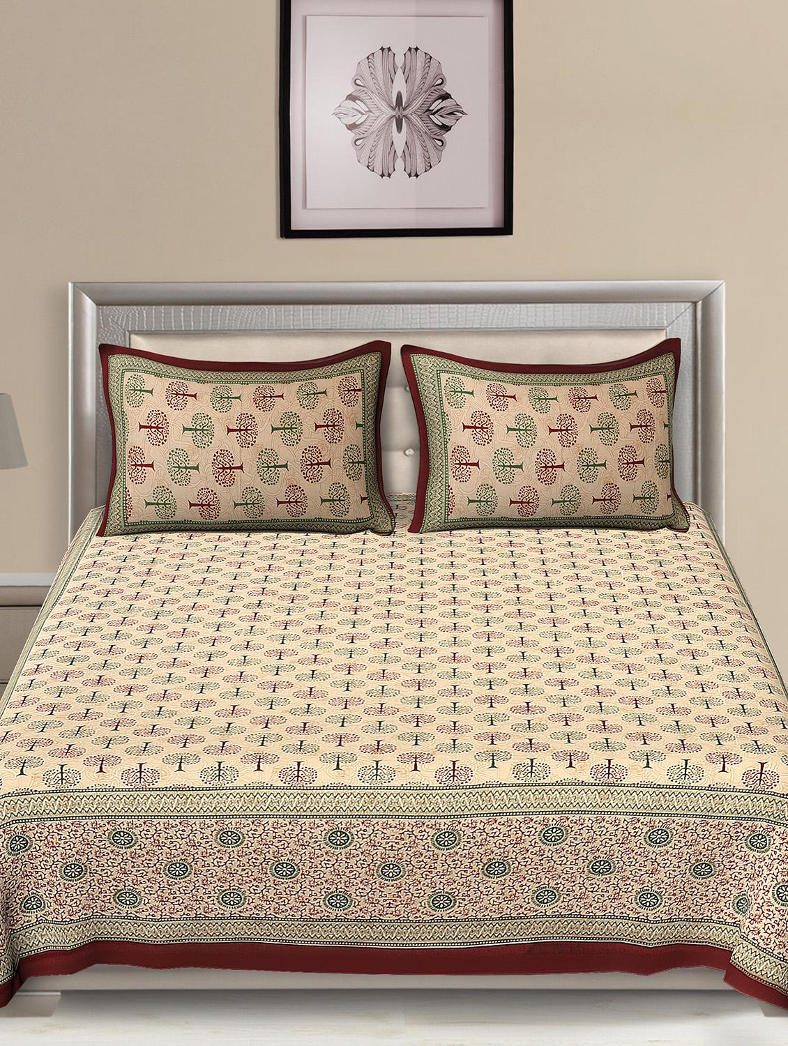 jaipuri traditional double bedsheet with 2 pillow covers - 15138205 - Standard Image - 1