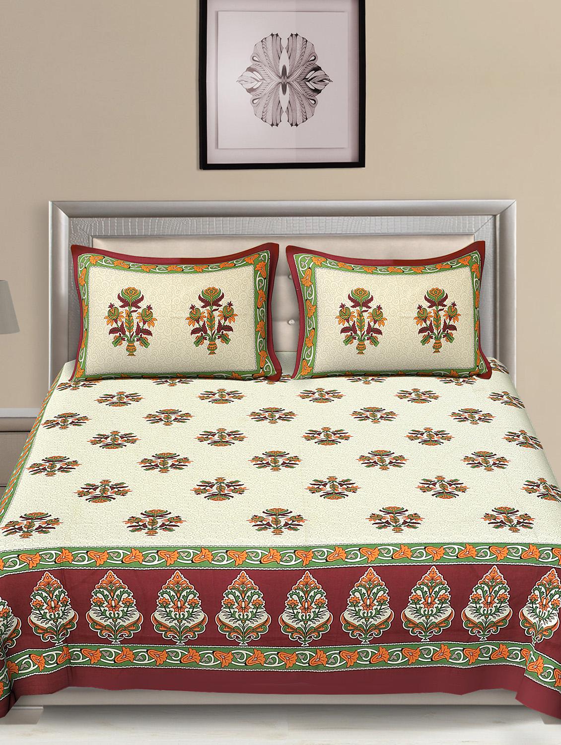 jaipuri traditional double bedsheet with 2 pillow covers - 15138206 -  Standard Image - 1