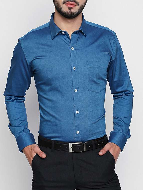 blue cotton casual shirt