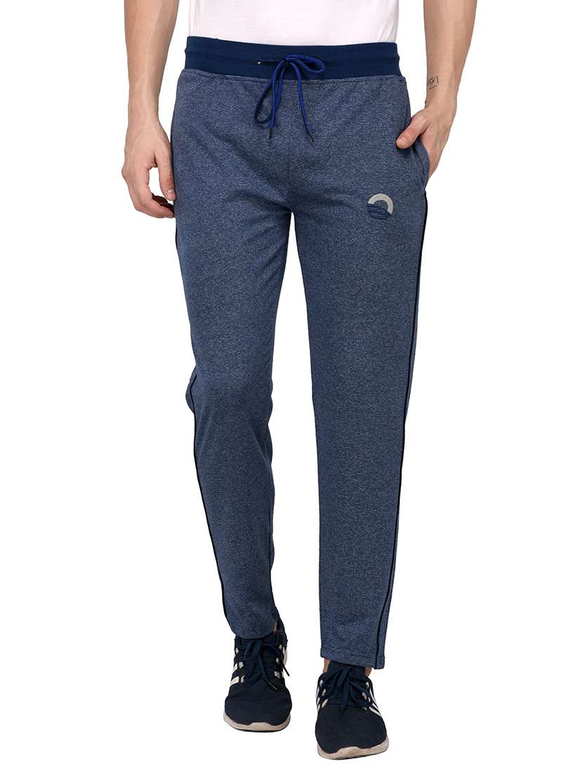 blue cotton full length track pant