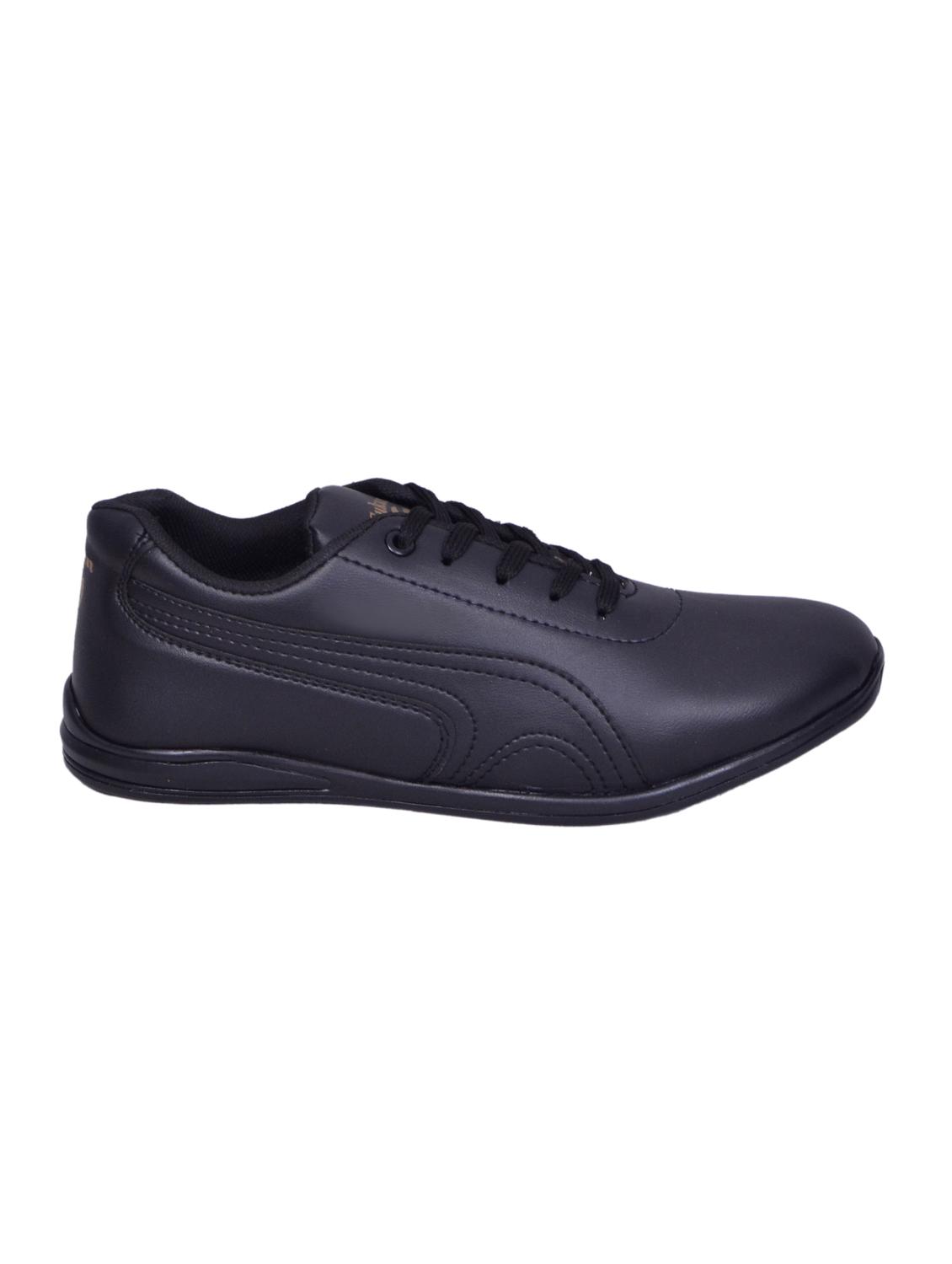 black leatherette lace up sneaker - 15141621 - Standard Image - 1