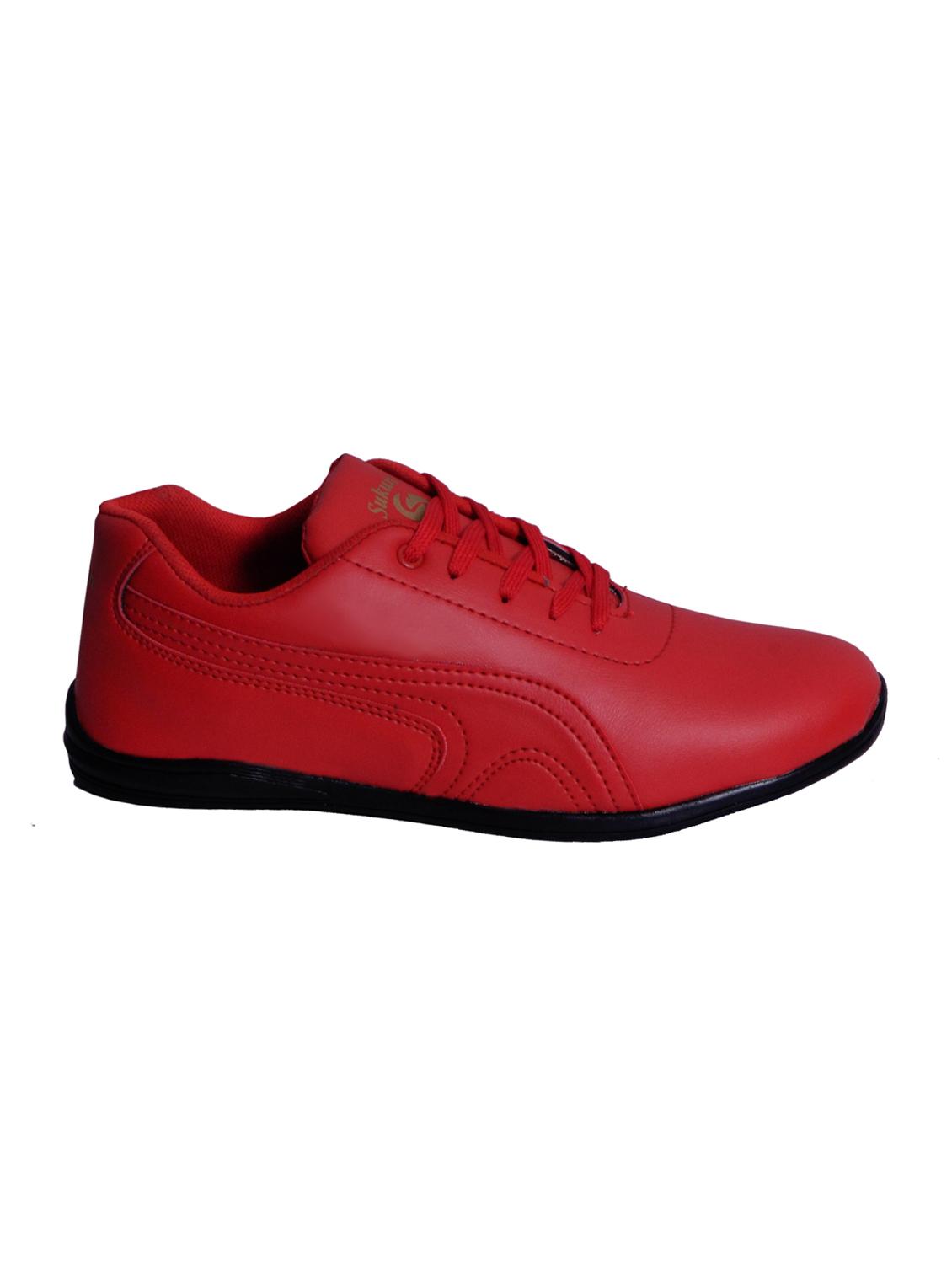 red leatherette lace up sneaker - 15141623 - Standard Image - 1