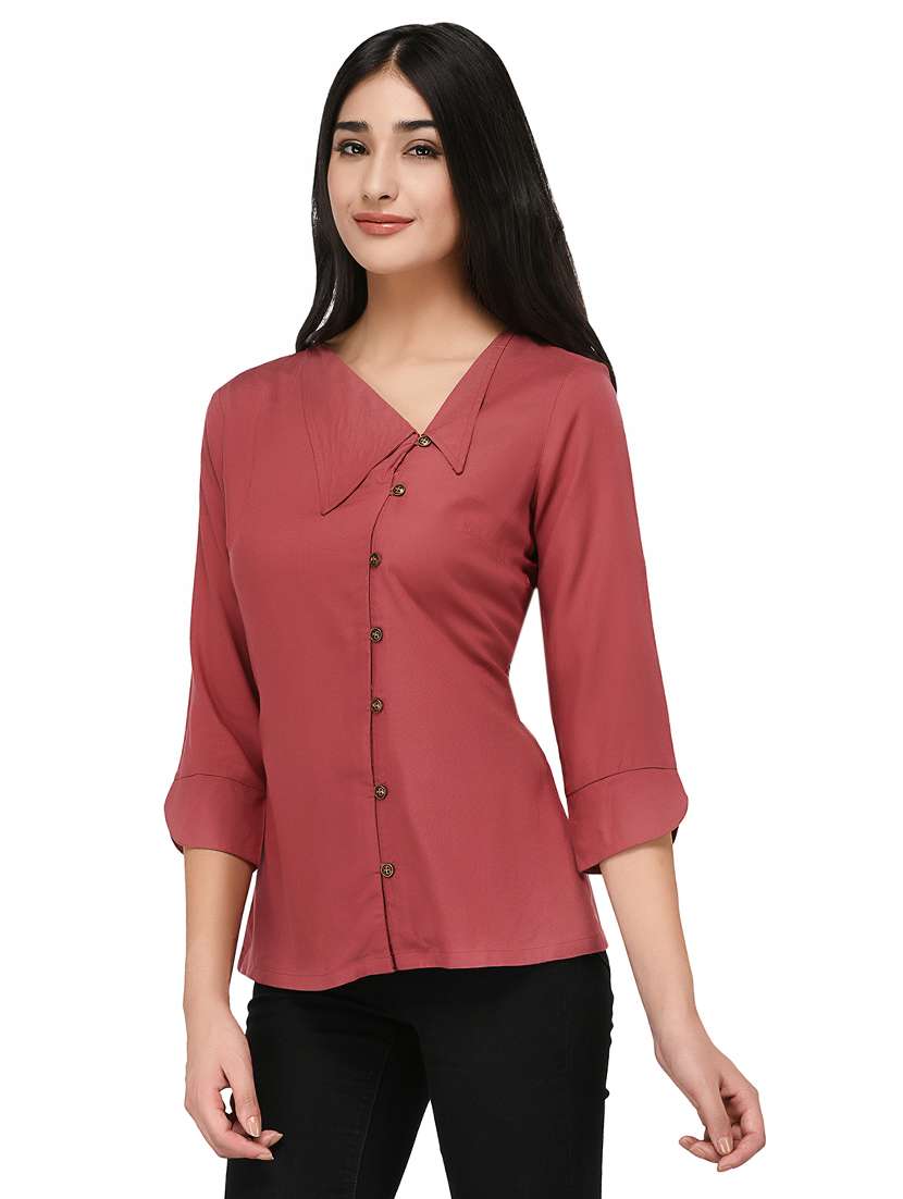 pink solid rayon shirt - 15142440 -  Standard Image - 1