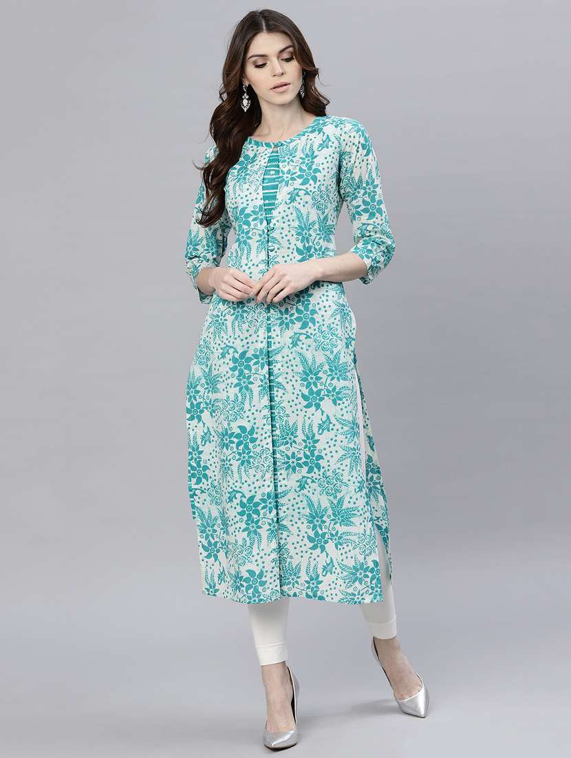 blue cotton straight kurta
