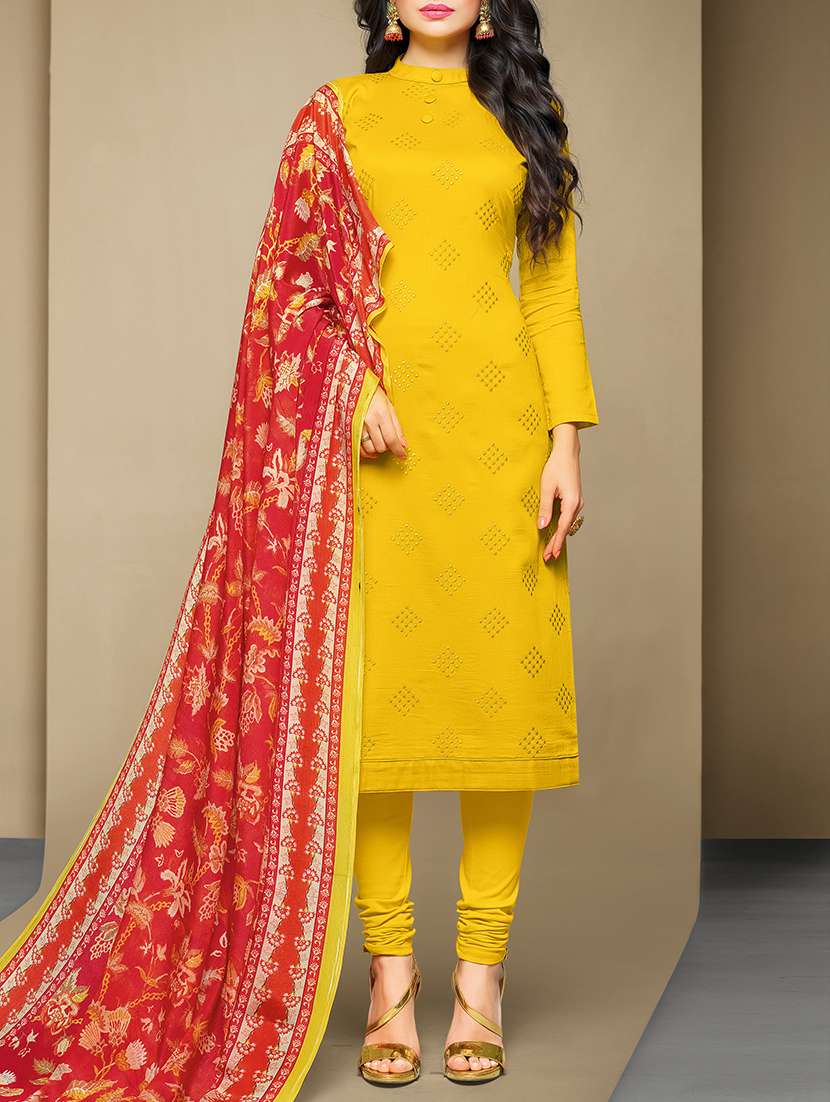 embroidered unstitched churidaar suit