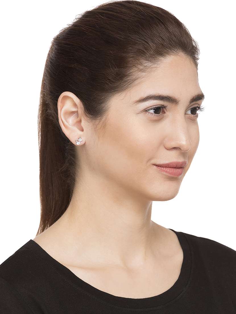 white metal studs earring