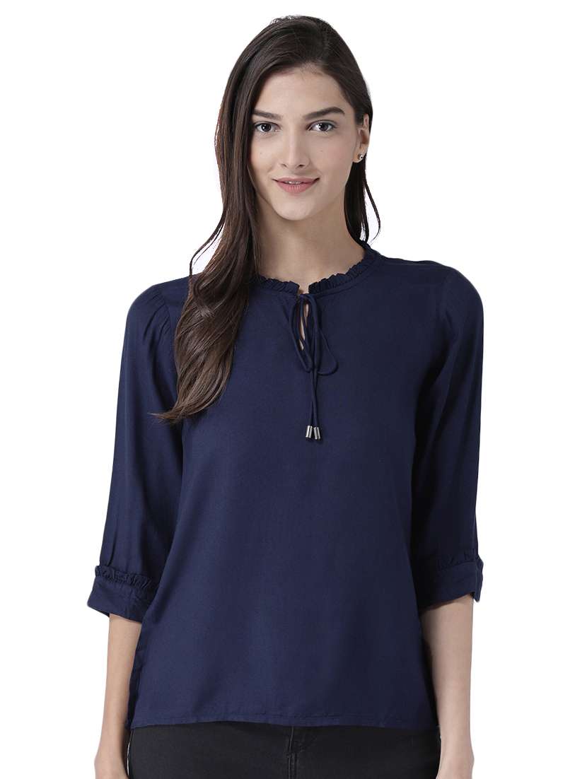 women's straight tie-up neck top