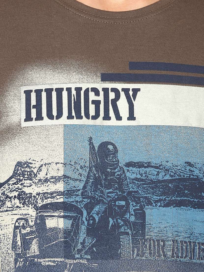 brown cotton front print t-shirt - 15147851 -  Standard Image - 4