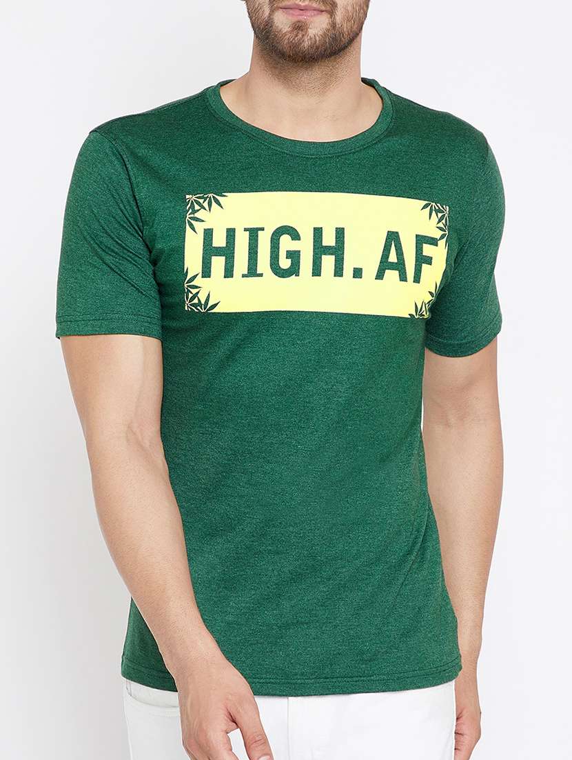 green cotton chest print tshirt