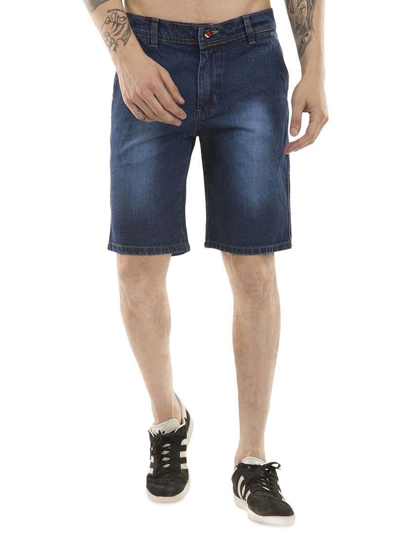 dark blue denim shorts