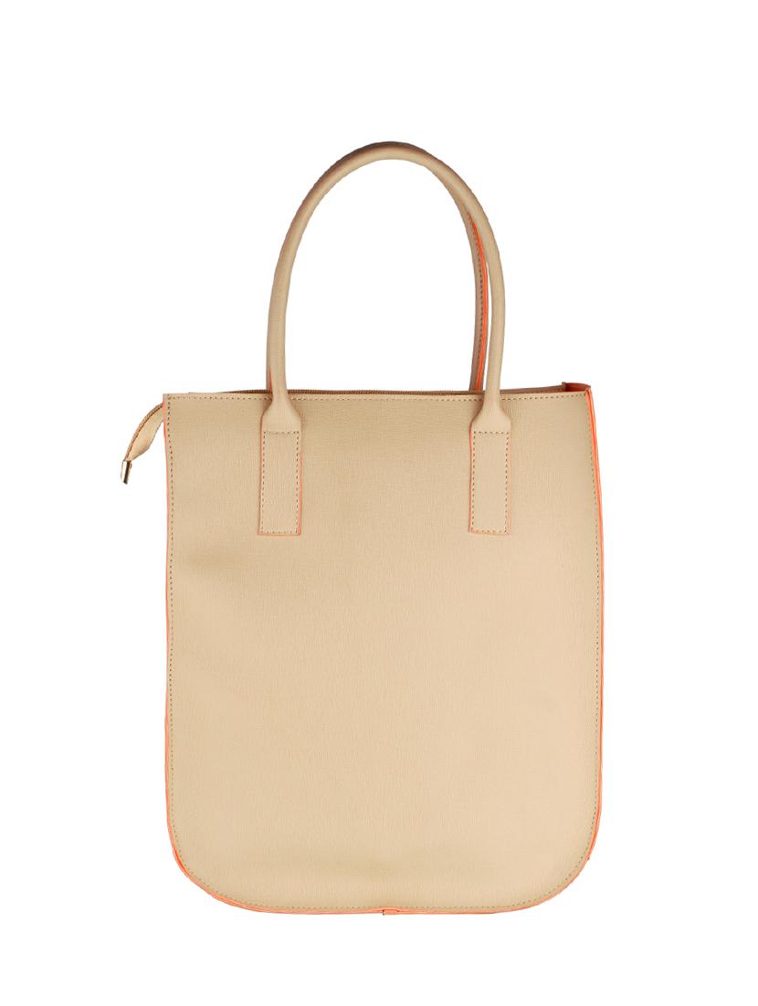 beige leatherette regular handbag - 15150837 - Standard Image - 1