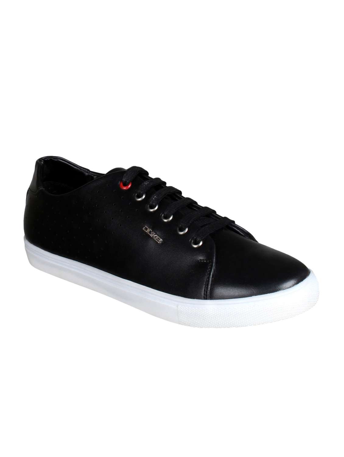 black leatherette lace up sneaker