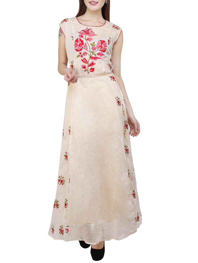 embroidered a-line gown