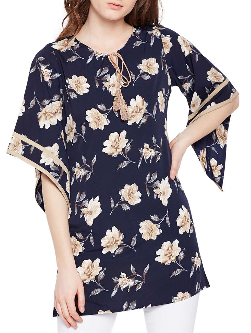 tassel tie up floral tunic
