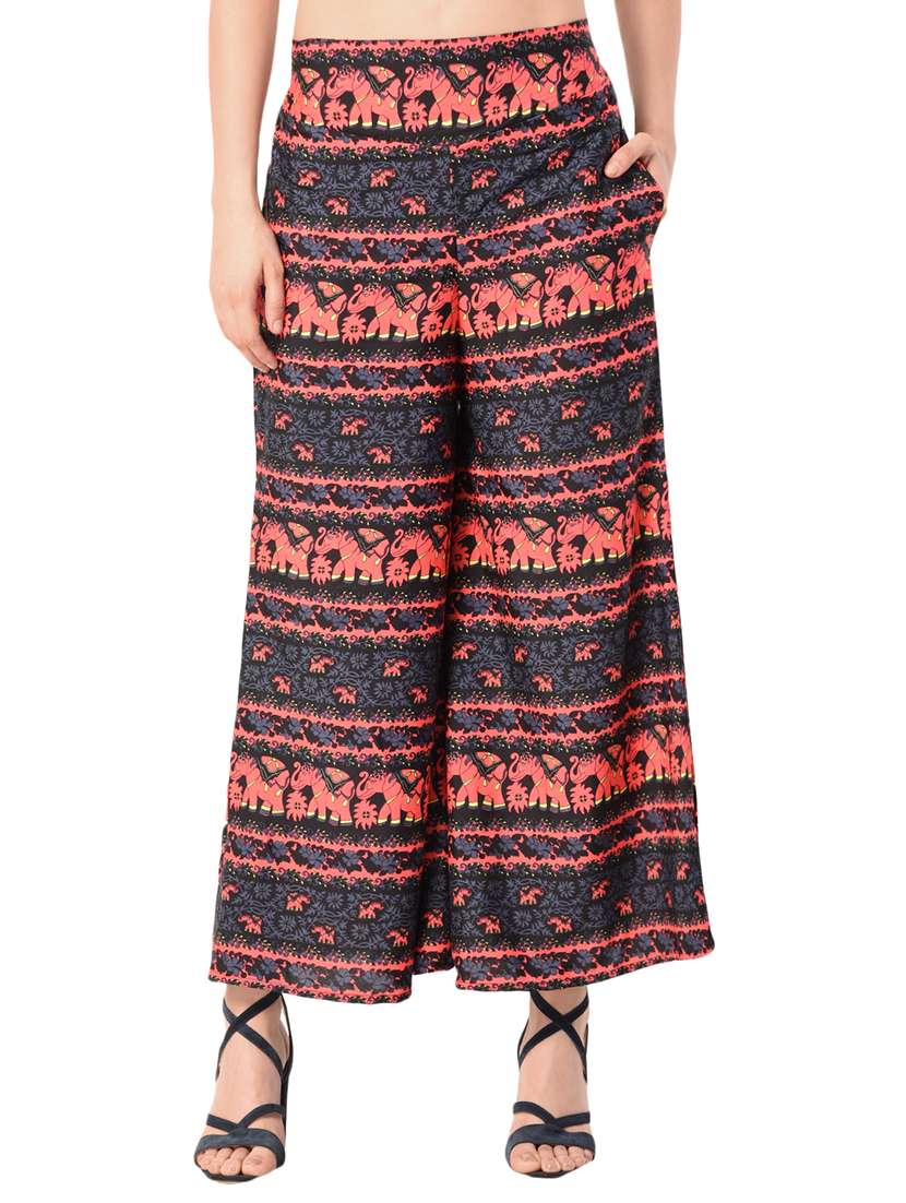 multicolored printed crepe palazzo