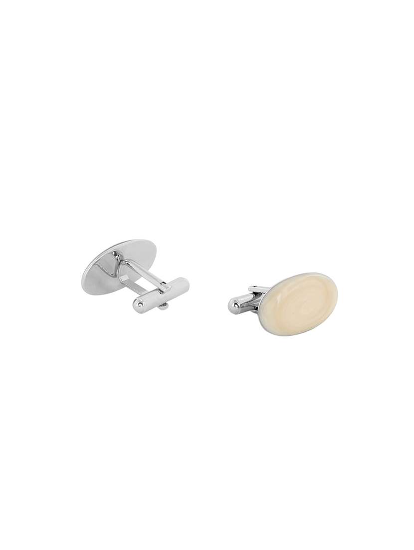 cream metal cufflink - 15159218 -  Standard Image - 1