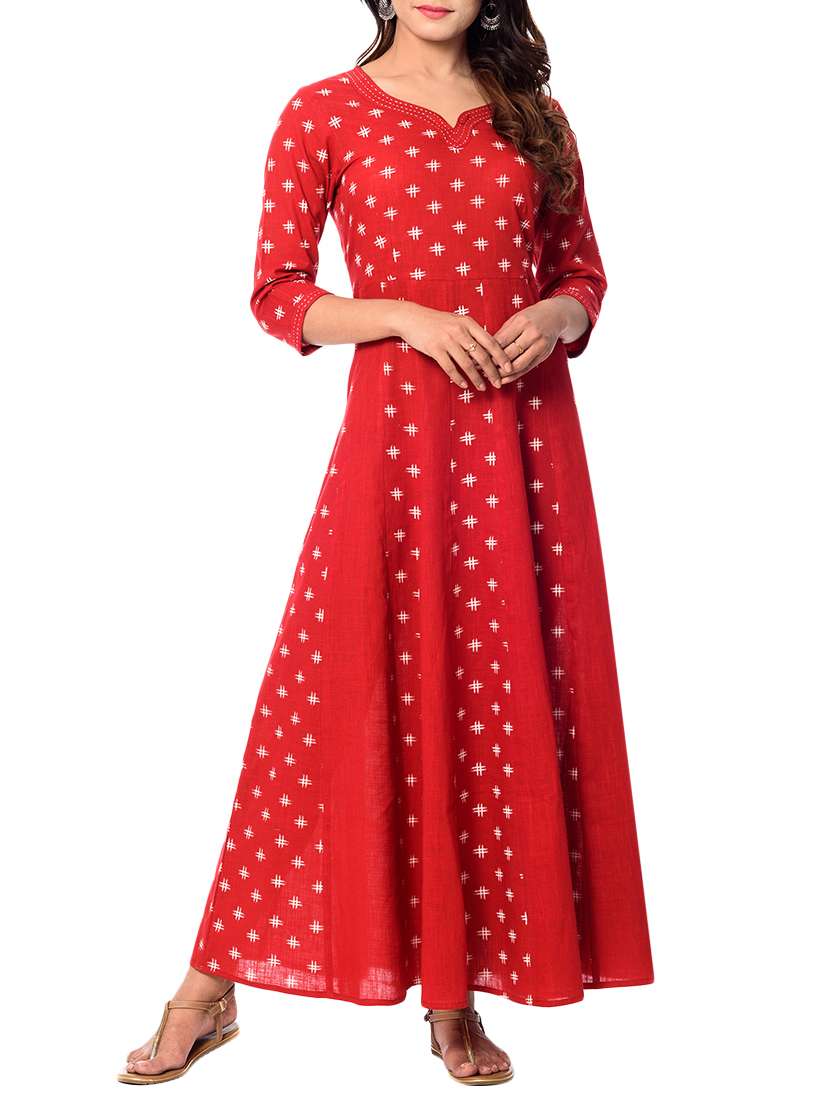 geometric printed anarkali kurta