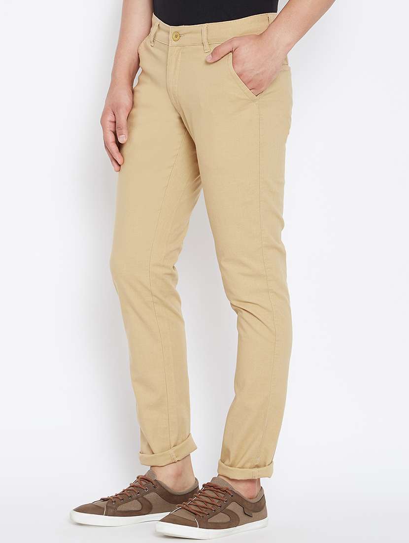 beige cotton blend chinos - 15162062 -  Standard Image - 1