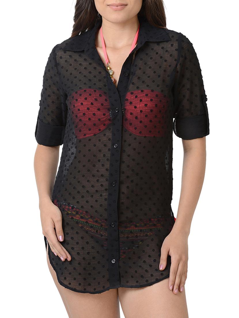 black polyester coverup - 15163280 -  Zoom Image - 0