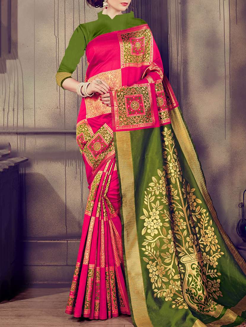 zari motifs woven saree with blouse