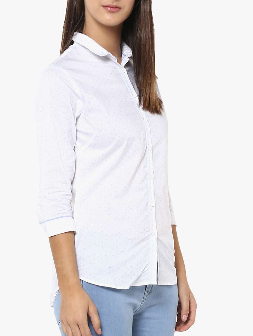 White Cotton Printed Shirt - 15163511 -  Standard Image - 1