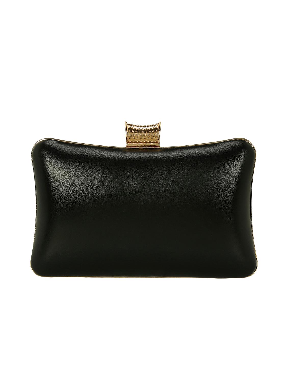 black leatherette box clutch - 15164984 - Standard Image - 1