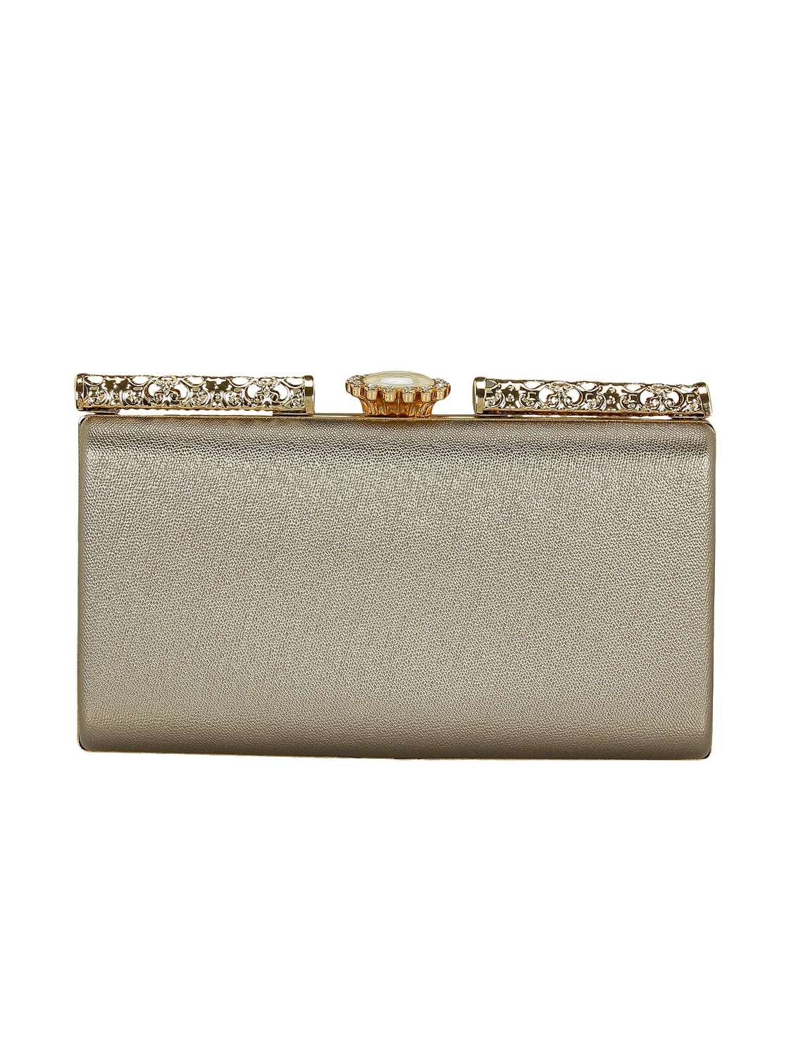 metallic leatherette  box clutch - 15164986 -  Standard Image - 1