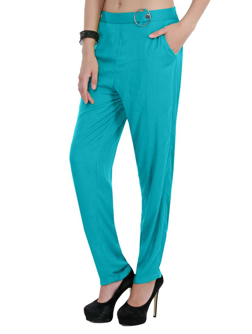 high rise solid flat front trouser - 15165415 - Standard Image - 1