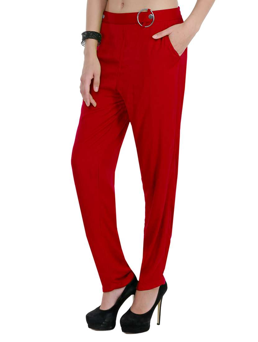 high rise solid flat front trouser - 15165416 -  Standard Image - 1