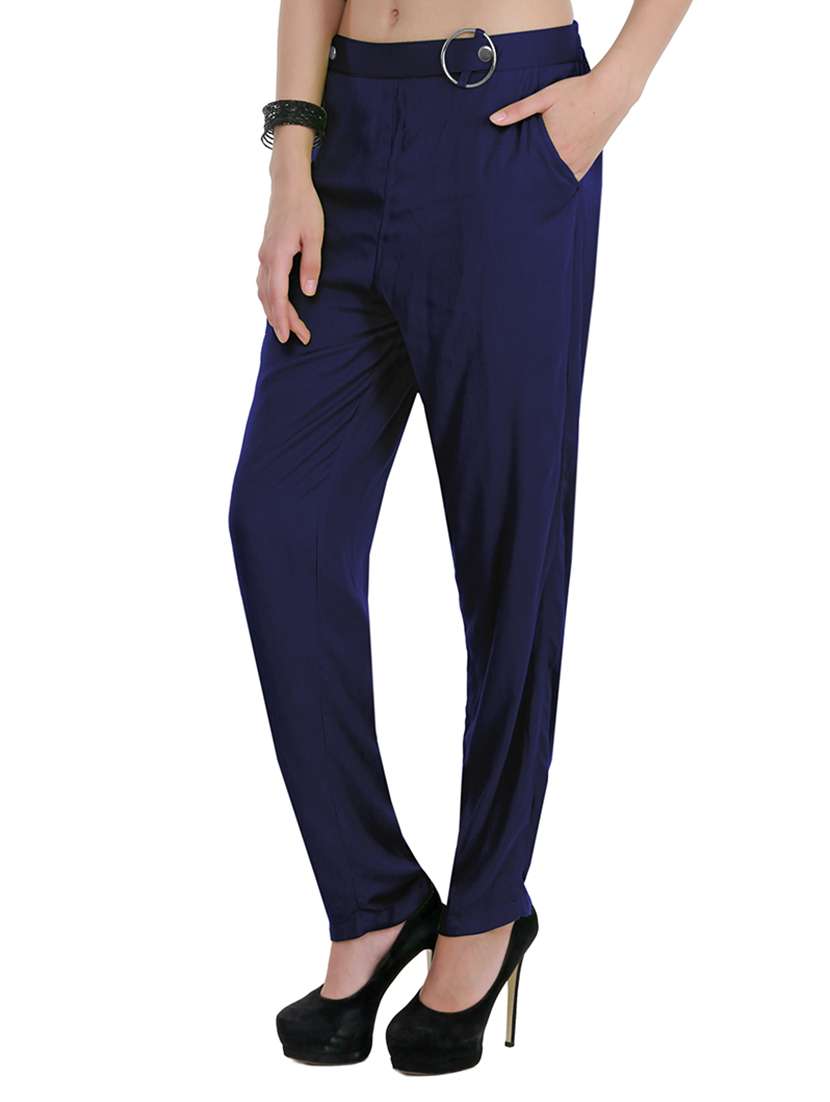 high rise solid flat front trouser - 15165417 - Standard Image - 1