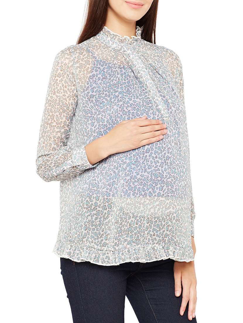 white printed maternity wear tunic - 15165523 - Standard Image - 1