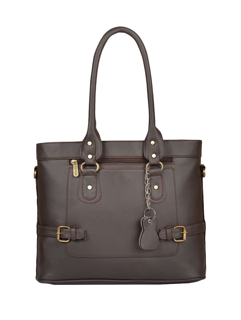 brown leatherette (pu) handbag