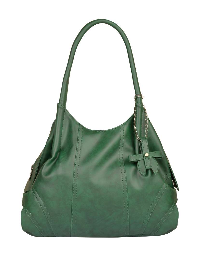 green leatherette (pu) handbag