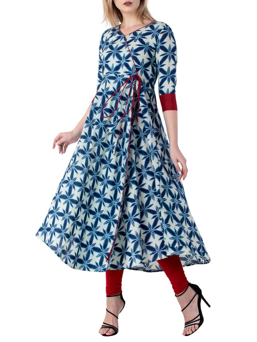 blue cotton angrakha kurta