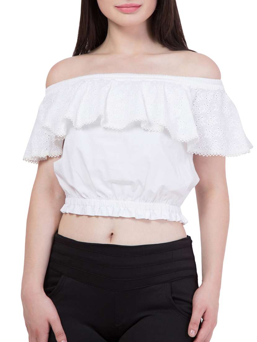 white cotton crop top