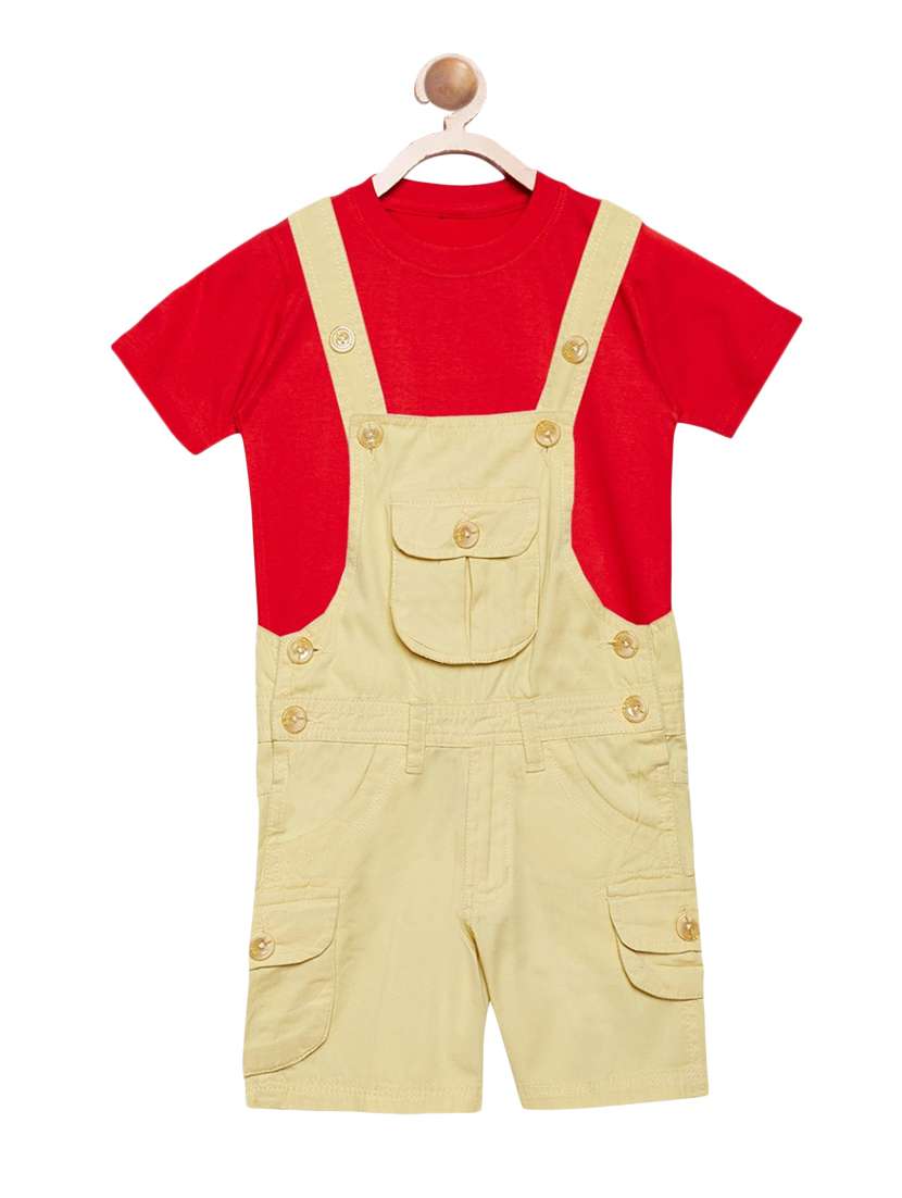 multi colored cotton dungaree set