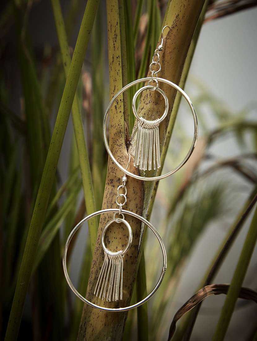 silver metal drop earring