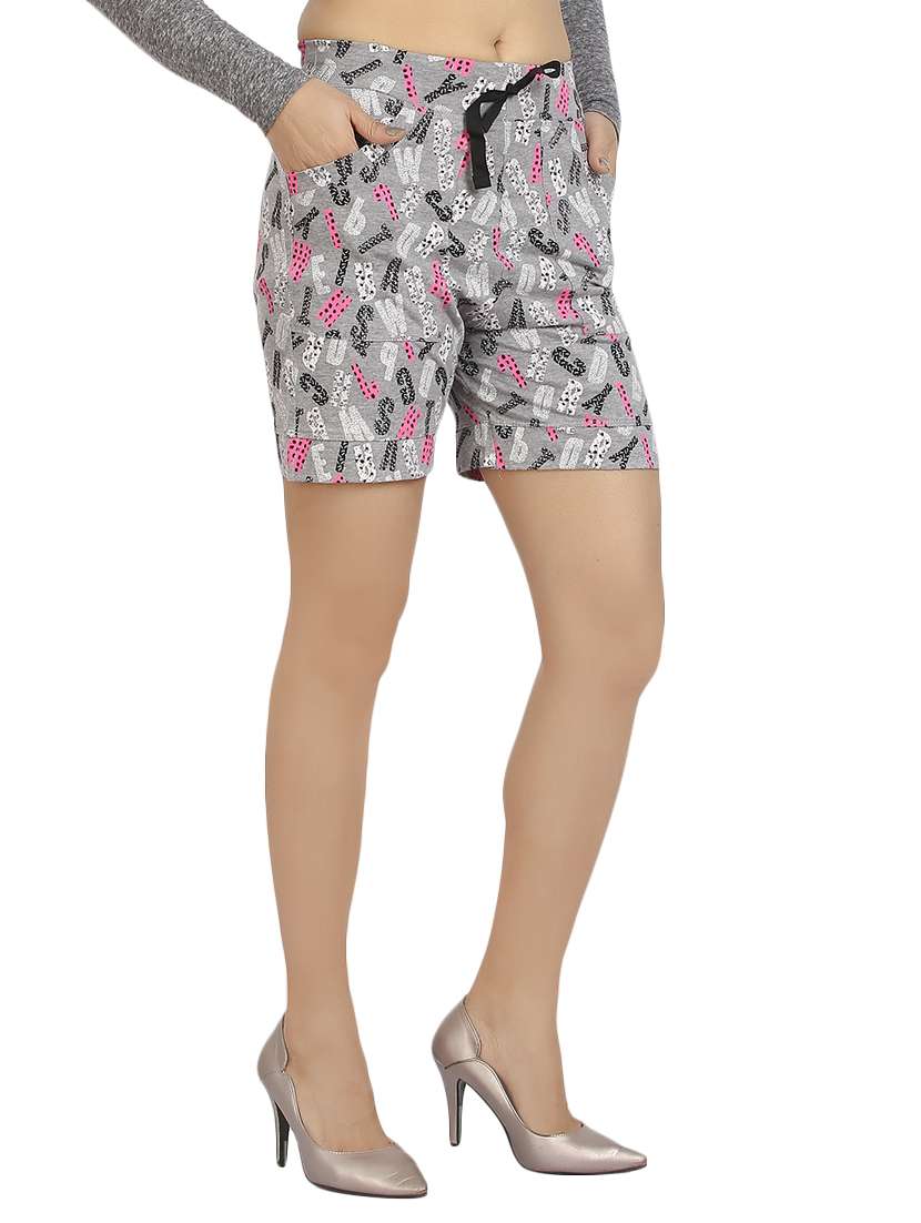 grey printed cotton shorts - 15172863 -  Standard Image - 1