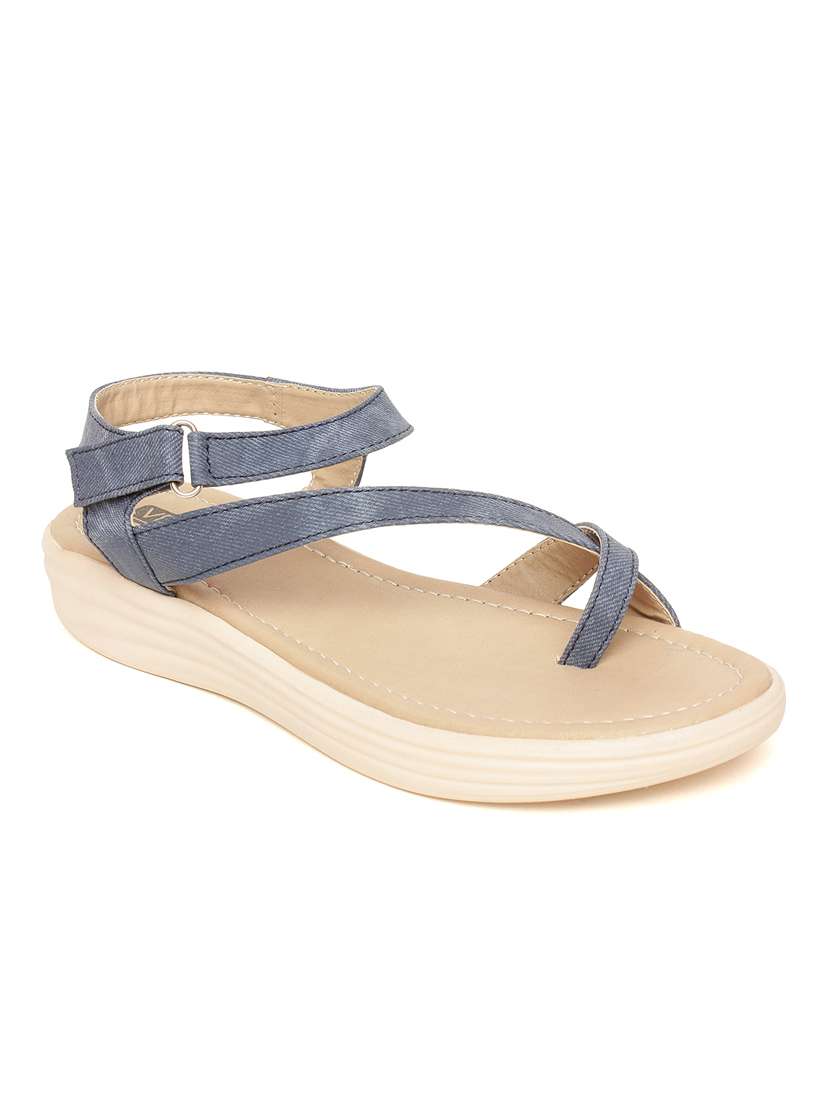 blue  flat forms sandals