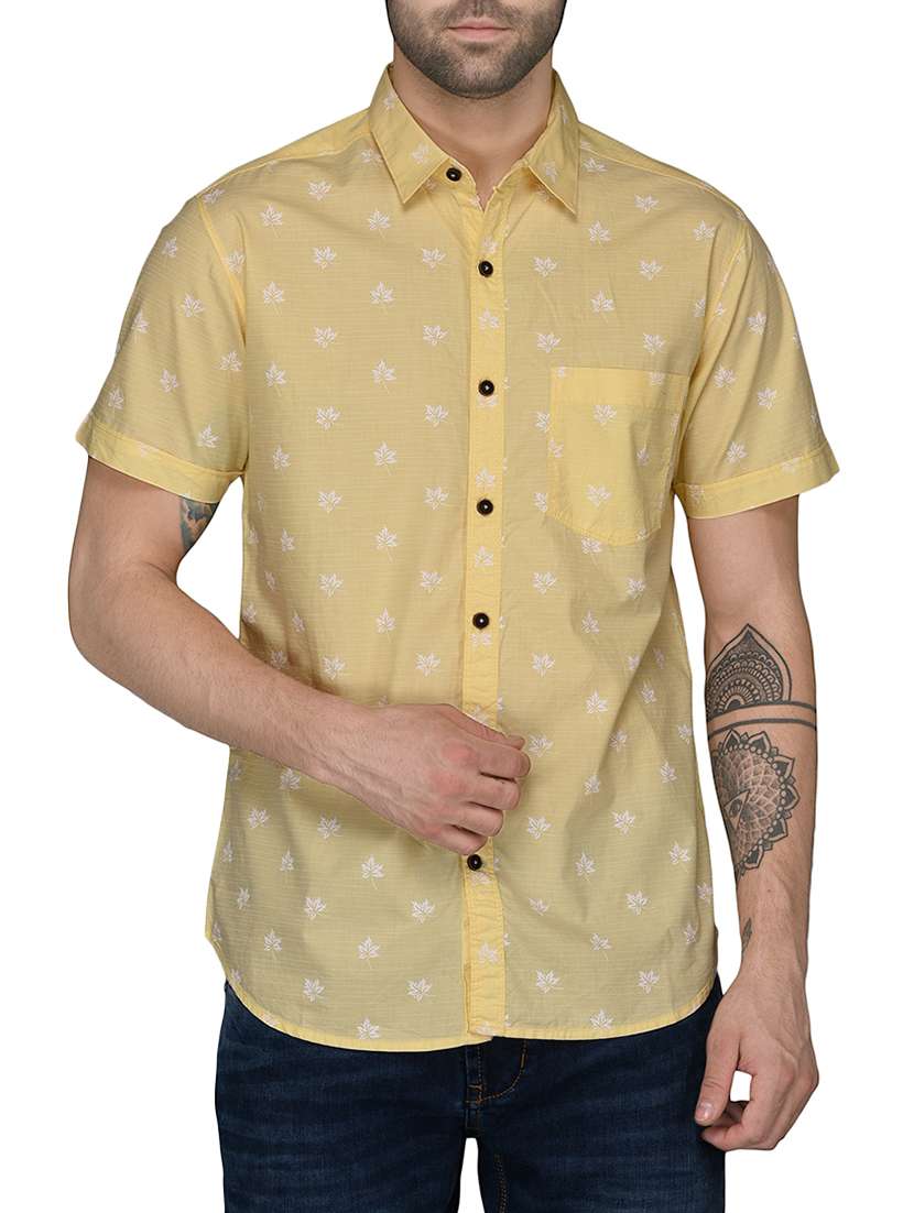 yellow cotton casual shirt
