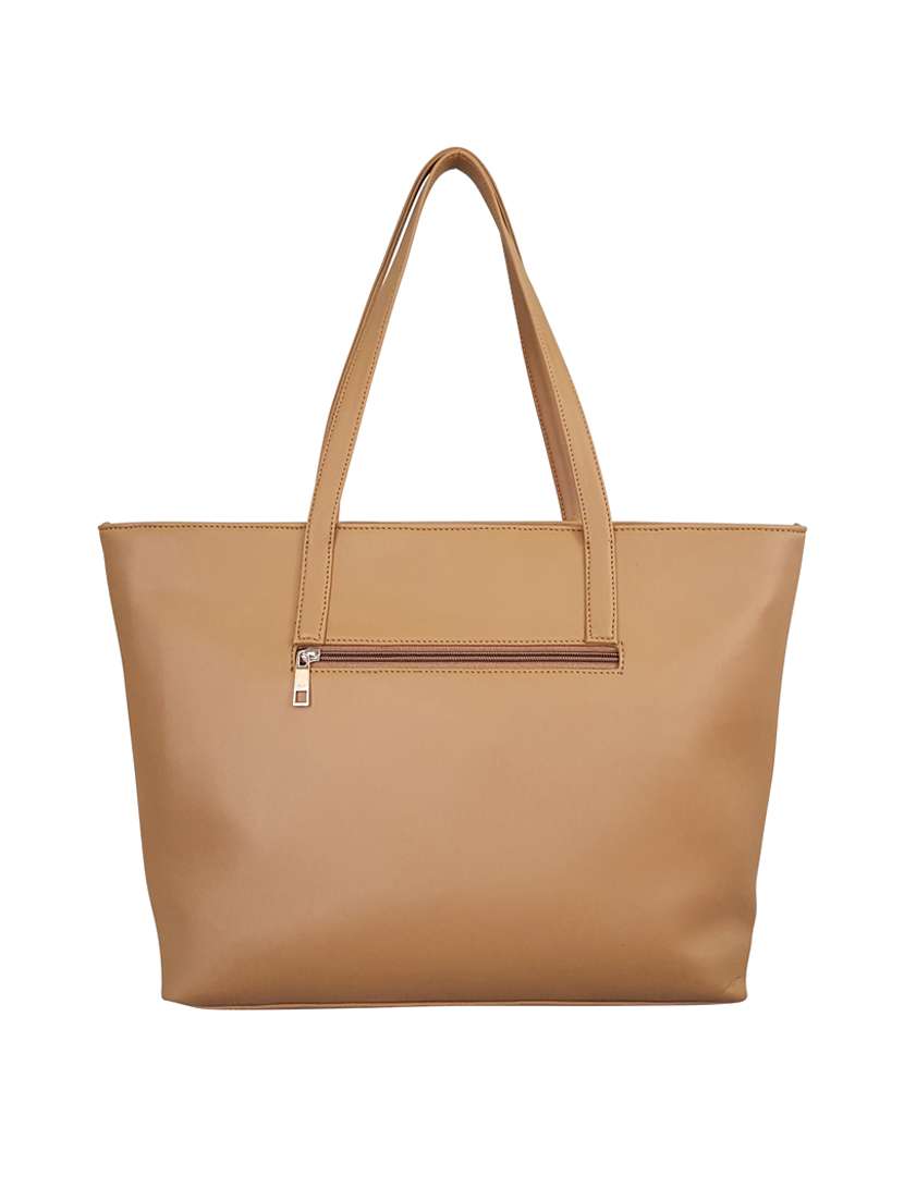 beige leatherette (pu) regular handbag - 15179316 -  Standard Image - 1